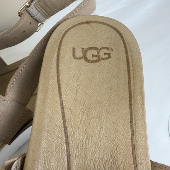 UGG Braelynn Metallic Gold Leather Straps Platform Sandal Womens Size 10 - Picture 9 of 13